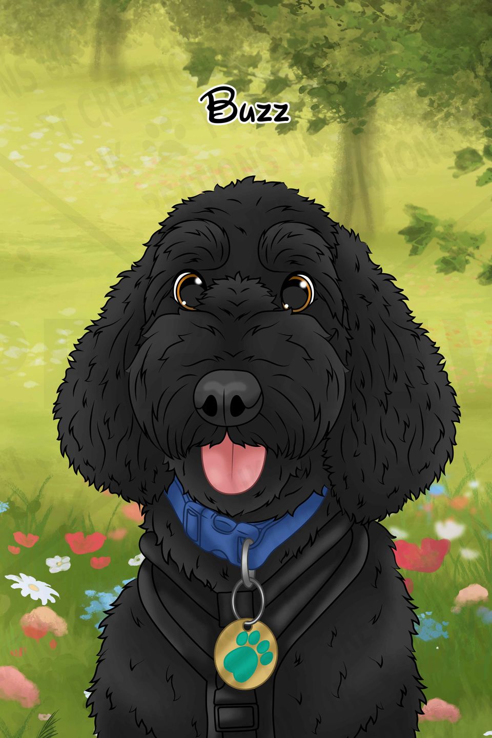 Custom Cartoon Pet Art Digital Image