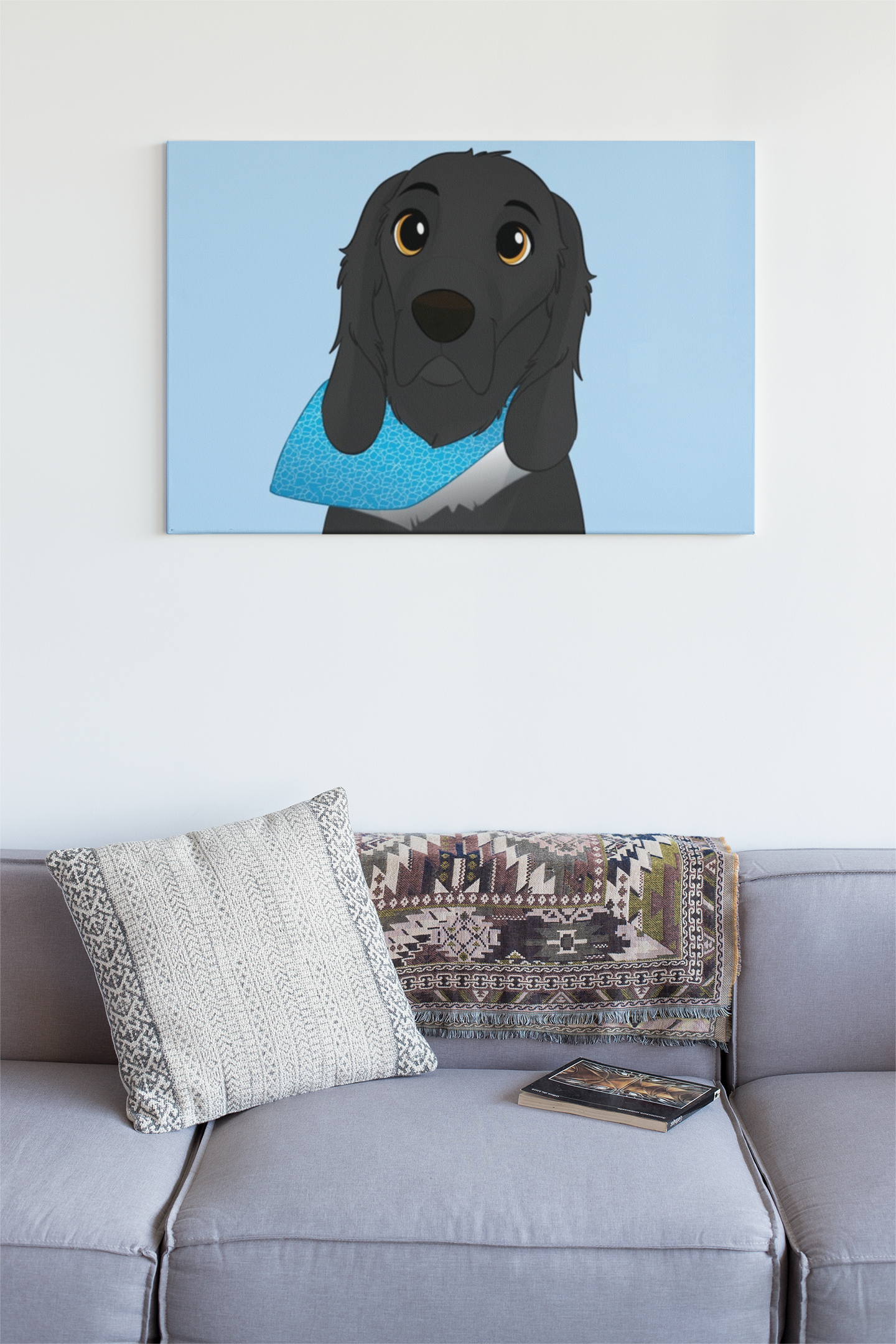 Custom Cartoon Pet Art Framed Canvas