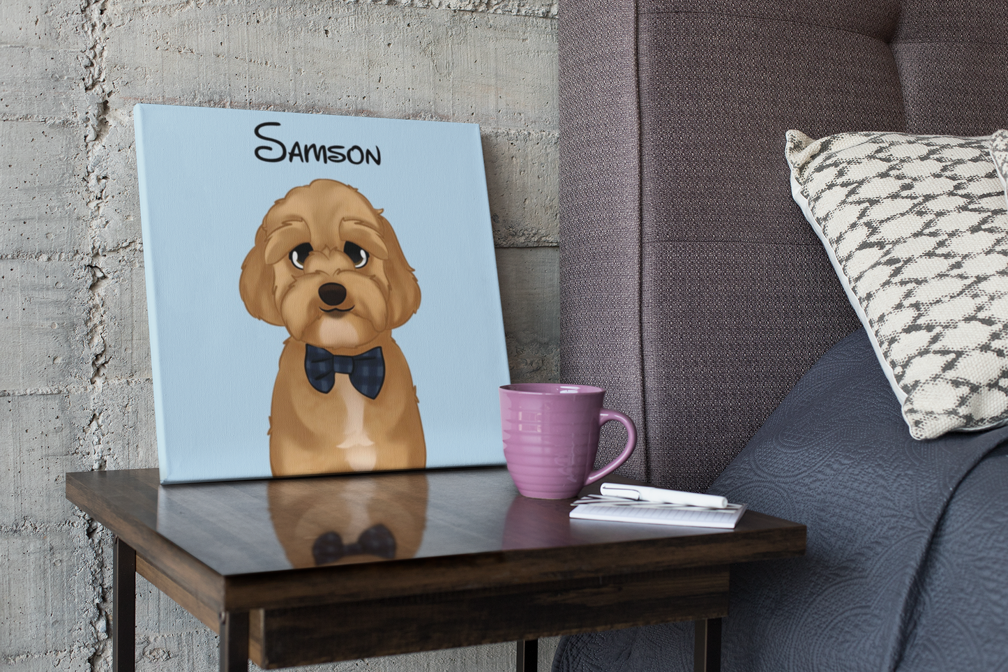 Custom Cartoon Pet Art Framed Canvas