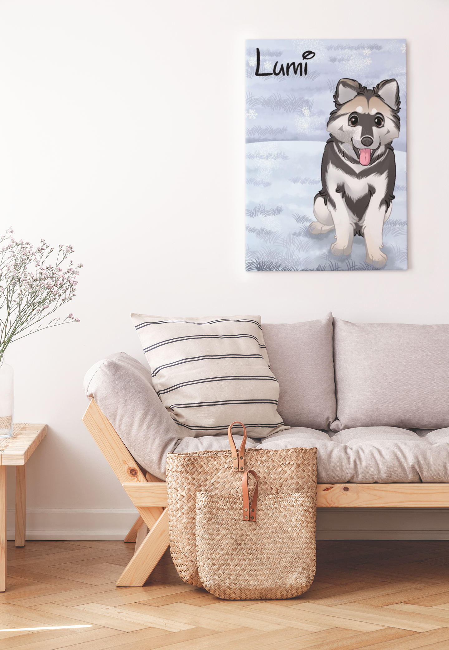 Custom Cartoon Pet Art Framed Canvas